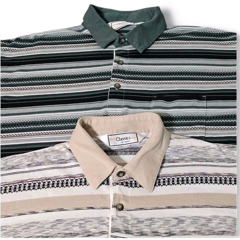 Palmland Polo Shirt Men XLT Multicolor Lot 2 Short Sleeve Golf Striped Pocket